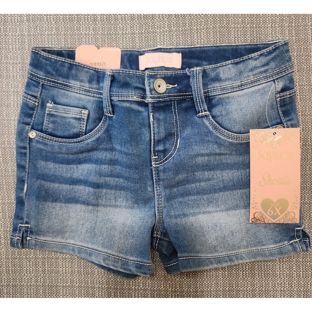 Squeeze Denim Shorts Girls Size 6X Medium Blue Cassie Shortie NWT